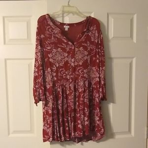 Red patterned tunic